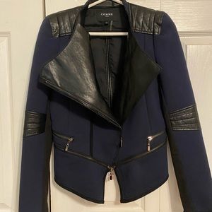 Faux leather detailed blazer